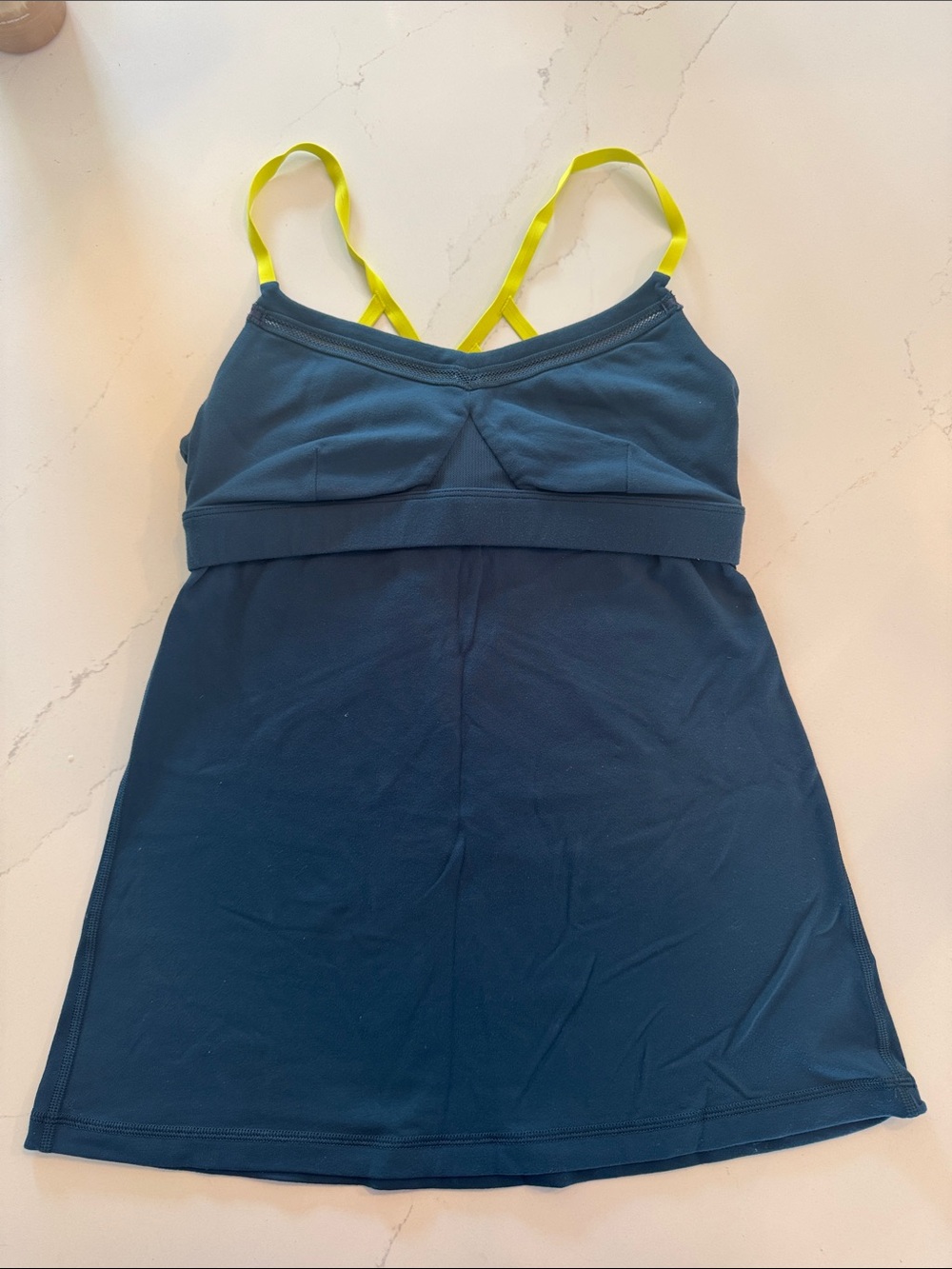 lululemon athletica Navy Tank with Neon Yellow Straps